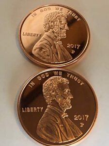 2017 p abraham lincoln two pack of 1 ounce pure copper rounds