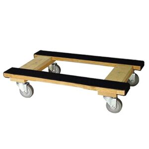 dolly cart heavy duty for furniture moving with 4 wheels h frame oak | full length rubber tread dual rail | 18x30