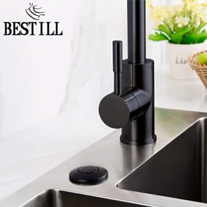 BESTILL Sink Top Garbage Disposal Air Switch Kit, Matte Black (Long Push Button with Brass Cover), UL Listed