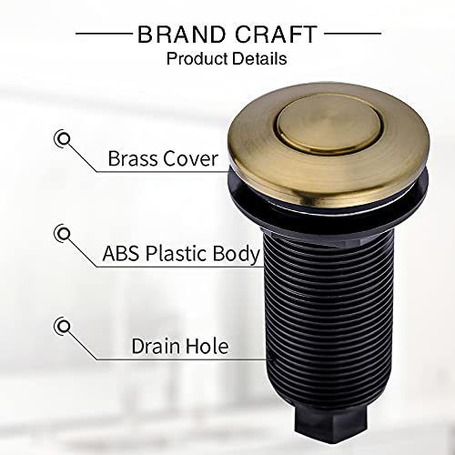 SINKINGDOM Garbage Disposal Air Switch Kit with with Long Button, Champagne Bronze (Brass Cover)