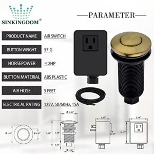 SINKINGDOM Garbage Disposal Air Switch Kit with with Long Button, Champagne Bronze (Brass Cover)