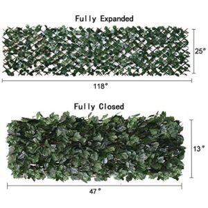 Expandable Fence Privacy Screen for Balcony Patio Outdoor,Decorative Faux Ivy Fencing Panel,Artificial Hedges (Single Sided Leaves)