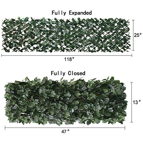 Expandable Fence Privacy Screen for Balcony Patio Outdoor,Decorative Faux Ivy Fencing Panel,Artificial Hedges (Single Sided Leaves)