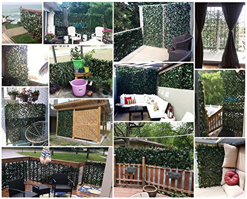 Expandable Fence Privacy Screen for Balcony Patio Outdoor,Decorative Faux Ivy Fencing Panel,Artificial Hedges (Single Sided Leaves)