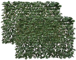 expandable fence privacy screen for balcony patio outdoor,decorative faux ivy fencing panel,artificial hedges (2pc,single sided leaves)…