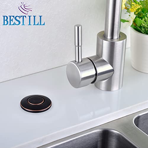 BESTILL Sink Top Garbage Disposal Air Switch Kit with Single Outlet, Oil Rubbed Bronze/ORB (Long Push Button with Brass Cover), UL Listed