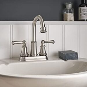 Moen Brecklyn Spot Resist Brushed Nickel Two Handle Centerset Lavatory Faucet, 3-Hole Bathroom Sink Faucet, 84162SRN