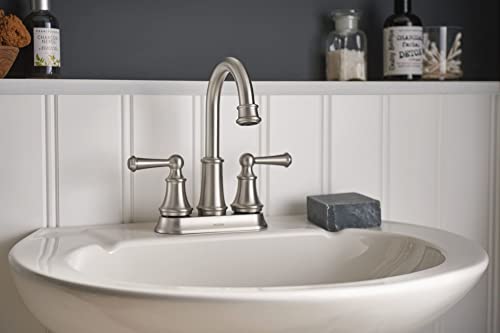 Moen Brecklyn Spot Resist Brushed Nickel Two Handle Centerset Lavatory Faucet, 3-Hole Bathroom Sink Faucet, 84162SRN