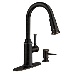 moen 87731brb glenshire one-handle high arc pulldown kitchen faucet, mediterranean bronze