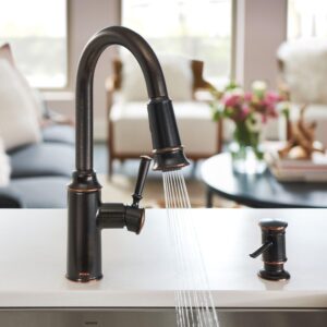 Moen 87731BRB Glenshire One-Handle High Arc Pulldown Kitchen Faucet, Mediterranean Bronze