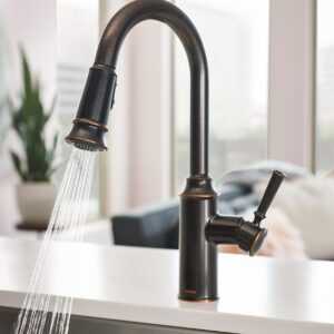 Moen 87731BRB Glenshire One-Handle High Arc Pulldown Kitchen Faucet, Mediterranean Bronze