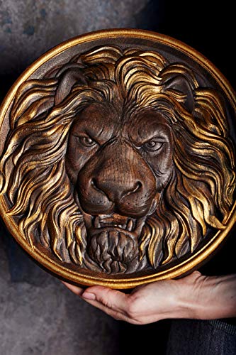 Lion Head Leo Carved Wood furniture appliques Furniture Onlay Wood rosette wood carvings Wall Hanging art