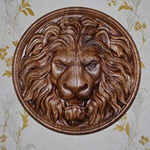 Lion Head Leo Carved Wood furniture appliques Furniture Onlay Wood rosette wood carvings Wall Hanging art