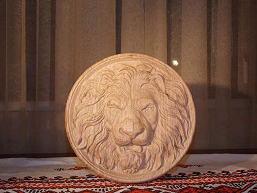 Lion Head Leo Carved Wood furniture appliques Furniture Onlay Wood rosette wood carvings Wall Hanging art