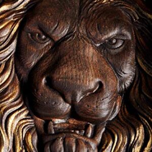 Lion Head Leo Carved Wood furniture appliques Furniture Onlay Wood rosette wood carvings Wall Hanging art