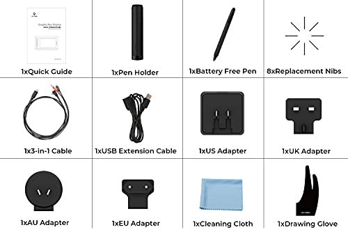 XP-PEN Artist12 11.6 Inch FHD Drawing Monitor Pen Display Graphic Monitor with PN06 Battery-Free Multi-Function Pen Holder and Glove 8192 Pressure Sensitivity
