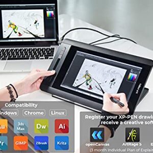 XP-PEN Artist12 11.6 Inch FHD Drawing Monitor Pen Display Graphic Monitor with PN06 Battery-Free Multi-Function Pen Holder and Glove 8192 Pressure Sensitivity