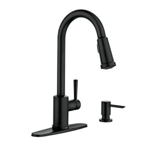 moen indi single-handle pull-down sprayer kitchen faucet with reflex and power clean in matte black