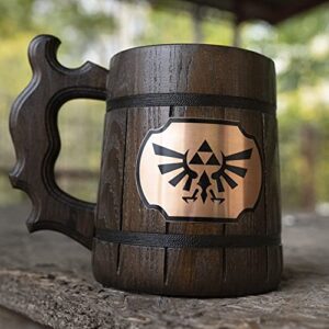 Legend Of Zelda Mug. Zelda Wooden Mug Gift. Zelda Stein. Zelda Ornament Triforce Gamer Mug. Beer Steins. Wooden Beer Tankard. Gifts for Gamer K100