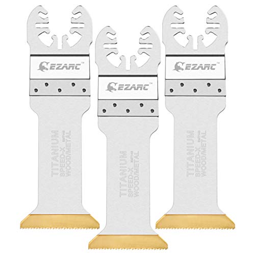 EZARC Titanium Oscillating Multitool Blades Extra-Long Power Cut Saw Blades Fast Cutting for Wood, Metal and Hard Material, 3-Pack