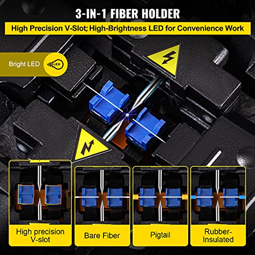 Mophorn Fiber Fusion Splicer Automatic Focus A-80S FTTH Fiber Optic Fusion Splicer Kit 5 Inch Digital LCD Screen Fusion Splicer Machine Optical Fiber Cleaver Kit