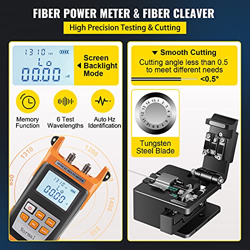 Mophorn Fiber Fusion Splicer Automatic Focus A-80S FTTH Fiber Optic Fusion Splicer Kit 5 Inch Digital LCD Screen Fusion Splicer Machine Optical Fiber Cleaver Kit