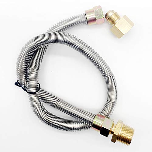 METER STAR Propane fire Pit Whistle Free Gas Flex Line for Fire Pit and Fireplace - Stainless Steel (24" Long) 1/2" NPT Male x 1/2" NPT Female Corrugated Pipe