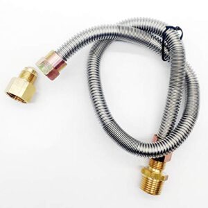 METER STAR Propane fire Pit Whistle Free Gas Flex Line for Fire Pit and Fireplace - Stainless Steel (24" Long) 1/2" NPT Male x 1/2" NPT Female Corrugated Pipe