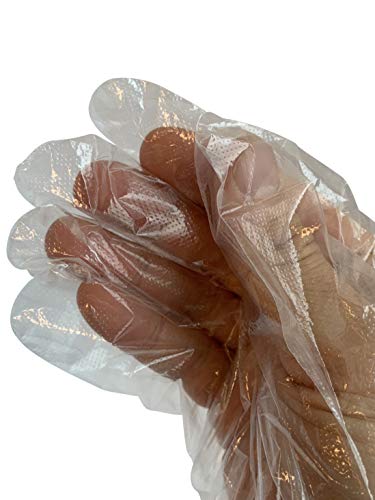 KingSeal Poly Elbow Length Disposable Gloves, 21 inches from Fingertip to Cuff, Embossed Finish for Better Grip - 1 Pack of 100 Gloves (One Size Fits Most)