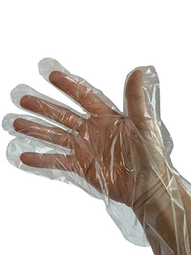 KingSeal Poly Elbow Length Disposable Gloves, 21 inches from Fingertip to Cuff, Embossed Finish for Better Grip - 1 Pack of 100 Gloves (One Size Fits Most)