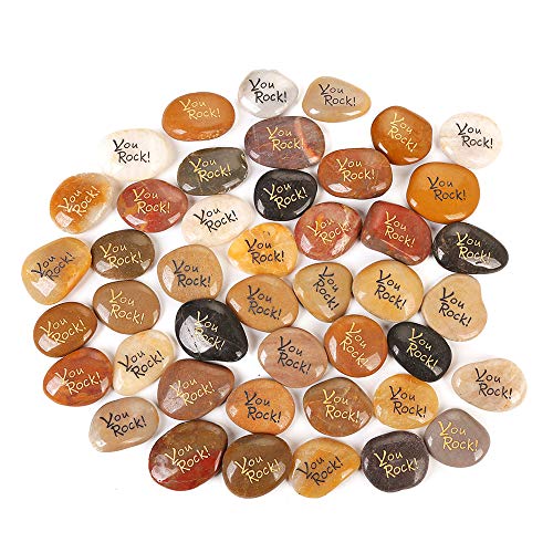 50PCS You Rock! RockImpact You Rock Gifts You are amazing Engraved Inspirational Rocks Faith Stones Novelty Gifts Appreciation Gratitude Rocks Healing Thank You Stones Wholesale Bulk You Rock, 2"-3"ea