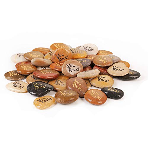 50PCS You Rock! RockImpact You Rock Gifts You are amazing Engraved Inspirational Rocks Faith Stones Novelty Gifts Appreciation Gratitude Rocks Healing Thank You Stones Wholesale Bulk You Rock, 2"-3"ea