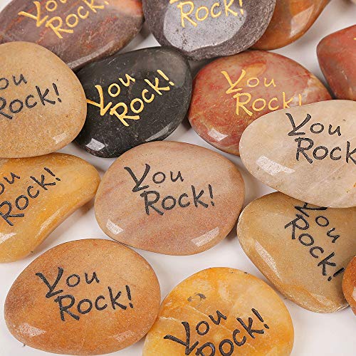 50PCS You Rock! RockImpact You Rock Gifts You are amazing Engraved Inspirational Rocks Faith Stones Novelty Gifts Appreciation Gratitude Rocks Healing Thank You Stones Wholesale Bulk You Rock, 2"-3"ea