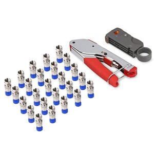 Coax Cable Crimper, Coaxial Compression Tool Kit Wire Stripper with F RG6 RG59 Connectors (Updated Module)