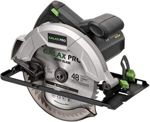 galax pro circular saw 5800 rpm hand-held cord circular saw, 10 amp with 7-1/4 inch blade, adjustable cutting depth (1-5/8" to 2-1/2") for wood and logs cutting