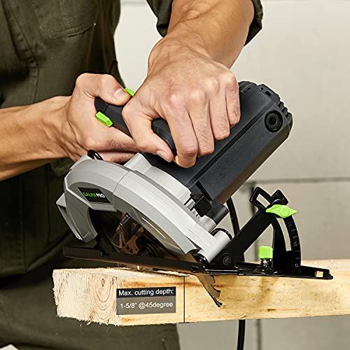 GALAX PRO Circular Saw 5800 RPM Hand-Held Cord Circular Saw, 10 Amp with 7-1/4 Inch Blade, Adjustable Cutting Depth (1-5/8" to 2-1/2") for Wood and Logs Cutting