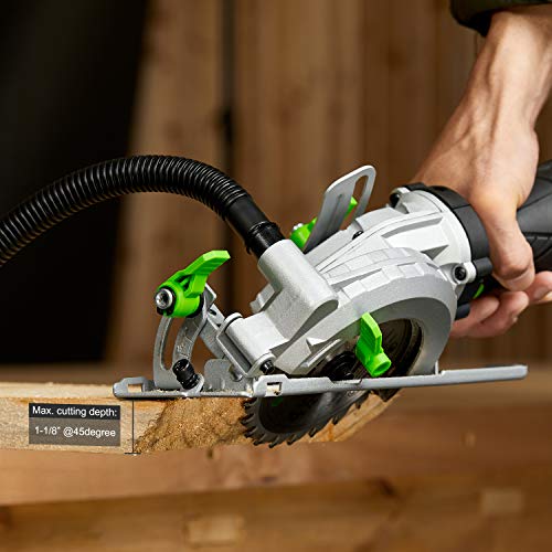 GALAX PRO 5.8 Amp 3500 RPM Circular Saw, Max. Cutting Depth 1-11/16"(90°),1-1/8"(45°）Compact Saw with 4-1/2" 24T and 40T TCT Blades, Vacuum Adapter, Blade Wrench, and Rip Guide