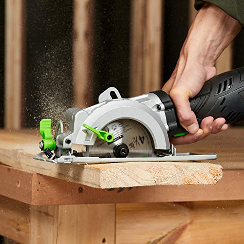 GALAX PRO 5.8 Amp 3500 RPM Circular Saw, Max. Cutting Depth 1-11/16"(90°),1-1/8"(45°）Compact Saw with 4-1/2" 24T and 40T TCT Blades, Vacuum Adapter, Blade Wrench, and Rip Guide