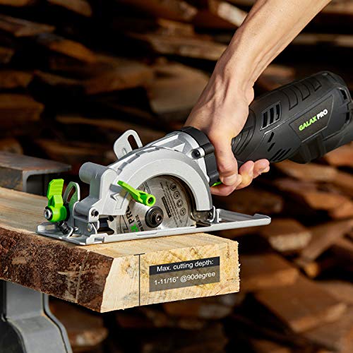 GALAX PRO 5.8 Amp 3500 RPM Circular Saw, Max. Cutting Depth 1-11/16"(90°),1-1/8"(45°）Compact Saw with 4-1/2" 24T and 40T TCT Blades, Vacuum Adapter, Blade Wrench, and Rip Guide