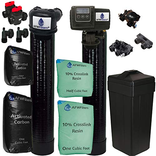 AFW Filters Built Fleck 5600SXT 48,000 Grain Water Softener with Upflow Carbon Filter (10% Resin with Carbon)