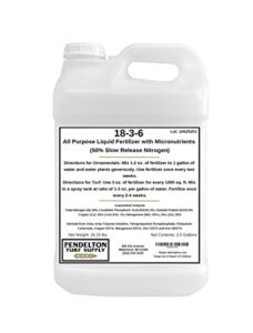 pendelton turf supply 18-3-6 liquid fertilizer (50% srn & micronutrients) (2.5 gallons)