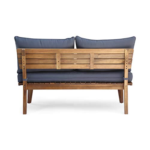 Christopher Knight Home Boyle Outdoor Acacia Wood Loveseat, Teak Finish/Gray