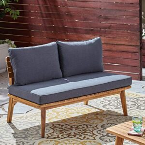 Christopher Knight Home Boyle Outdoor Acacia Wood Loveseat, Teak Finish/Gray