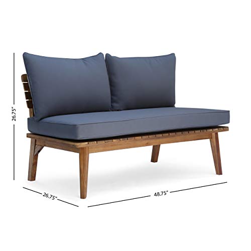 Christopher Knight Home Boyle Outdoor Acacia Wood Loveseat, Teak Finish/Gray