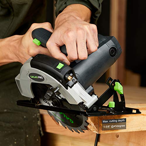 GALAX PRO 12A 5500RPM Corded Circular Saw with 7-1/4" Circular Saw Blade and Laser Guide Max Cutting Depth 2.45" (90°), 1.81" (45°) for Wood and Log Cutting