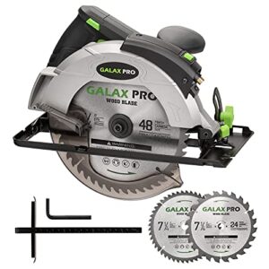GALAX PRO 12A 5500RPM Corded Circular Saw with 7-1/4" Circular Saw Blade and Laser Guide Max Cutting Depth 2.45" (90°), 1.81" (45°) for Wood and Log Cutting