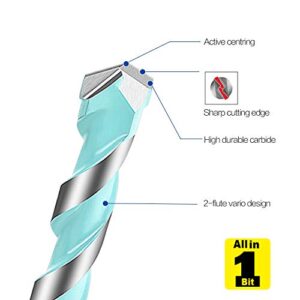 EZARC 5PC Carbide Drill Bit Set, Multi-Purpose Hex Shank Drill Bit for Metal, Masonry, Wood, Block, Brick and Plastic