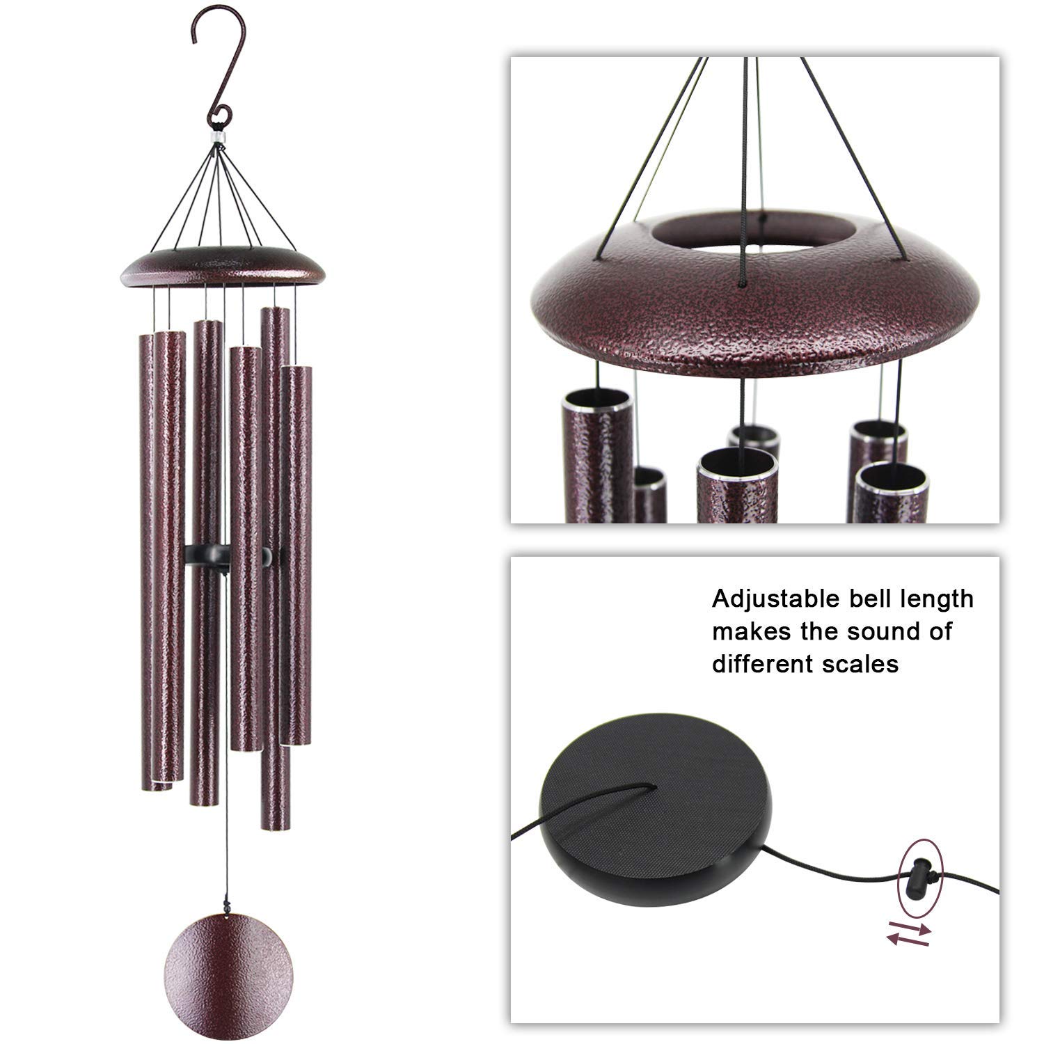 ASTARIN Wind Chimes Outdoor Deep Tone, 45 in Memorial Wind Chimes Large with 6 Heavy Tubes, Large Deep Tone Wind Chimes Outdoor for Garden Hanging Décor,Sympathy Gifts. Bronze