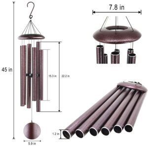 ASTARIN Wind Chimes Outdoor Deep Tone, 45 in Memorial Wind Chimes Large with 6 Heavy Tubes, Large Deep Tone Wind Chimes Outdoor for Garden Hanging Décor,Sympathy Gifts. Bronze