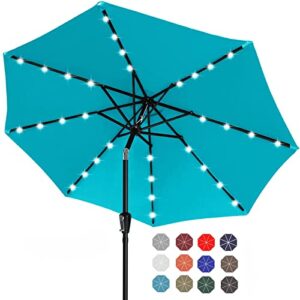 abccanopy durable solar led patio umbrellas with 32led lights 9ft (turquoise)
